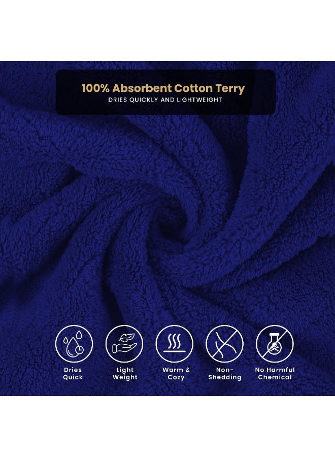 Cotton home Cotton Home Unisex Bathrobe - 100% Cotton Super Soft Highly Absorbent Lightweight Bathrobes for Women & Men - Ideal for Everyday Comfort & Relaxation Navy Blue  - Image 4