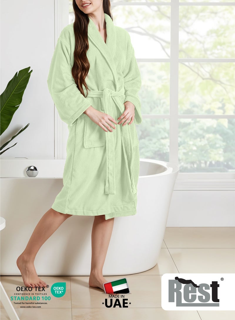 Cotton home روب استحمام تيري مع جيوب أخضر نعناعي XXL فندق فاخر ملابس مريحة قطنية ناعمة وامتصاصية مريحة بعد الاستحمام روب مقاوم للتلاشي للرجال والنساء مقاس واحد يناسب الجميع 45x30x65 سم - Image 3