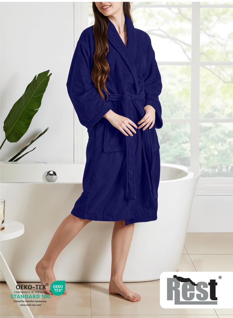 Rest روب استحمام تيري مع جيوب أخضر نعناعي XXL فندق فاخر ملابس مريحة قطنية ناعمة وامتصاصية مريحة بعد الاستحمام روب مقاوم للتلاشي للرجال والنساء مقاس واحد يناسب الجميع 45x30x65 سم - Image 3