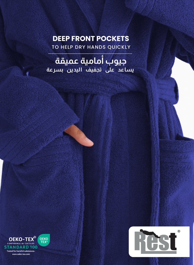 Rest روب استحمام تيري مع جيوب أخضر نعناعي XXL فندق فاخر ملابس مريحة قطنية ناعمة وامتصاصية مريحة بعد الاستحمام روب مقاوم للتلاشي للرجال والنساء مقاس واحد يناسب الجميع 45x30x65 سم - Image 5