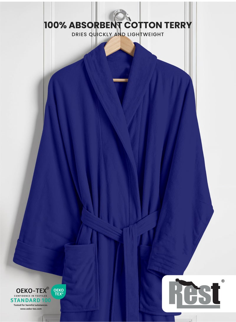 Rest روب استحمام تيري مع جيوب أخضر نعناعي XXL فندق فاخر ملابس مريحة قطنية ناعمة وامتصاصية مريحة بعد الاستحمام روب مقاوم للتلاشي للرجال والنساء مقاس واحد يناسب الجميع 45x30x65 سم - Image 2