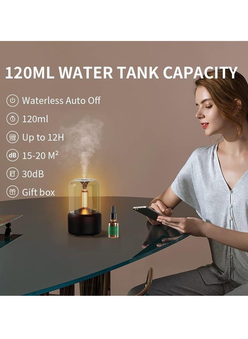 Captaintech Essential Oil Diffuser, Ultrasonic, Simulated Candlelight Lamp, Aromatherapy, Black - Image 4
