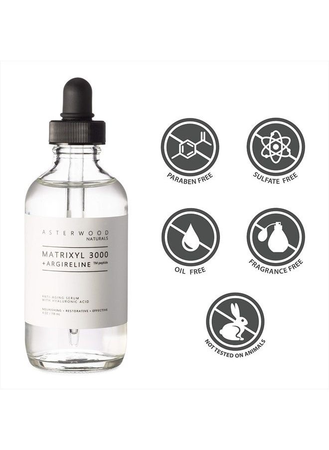 Asterwood Naturals - Asterwood Matrixyl 3000 + Argireline + Hyaluronic Acid Organic Serum for Face; Anti-Aging Face Serum, Anti-Wrinkle Serum, Facial Skin Serum Skin Care Products, 118ml/4 oz - Image 1