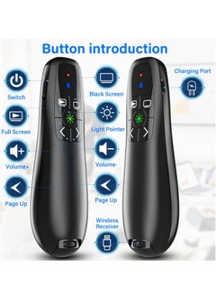 Fanski Presentation Clicker Wireless Presenter Remote Clicker, 2-in-1 USB C USB A Clicker for PowerPoint Presentations, Rechargeable Presentation Clicker with Green Light Pointer, Clicker for Class, Meeting  - Image 2