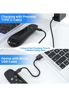 Fanski Presentation Clicker Wireless Presenter Remote Clicker, 2-in-1 USB C USB A Clicker for PowerPoint Presentations, Rechargeable Presentation Clicker with Green Light Pointer, Clicker for Class, Meeting  - Image 4