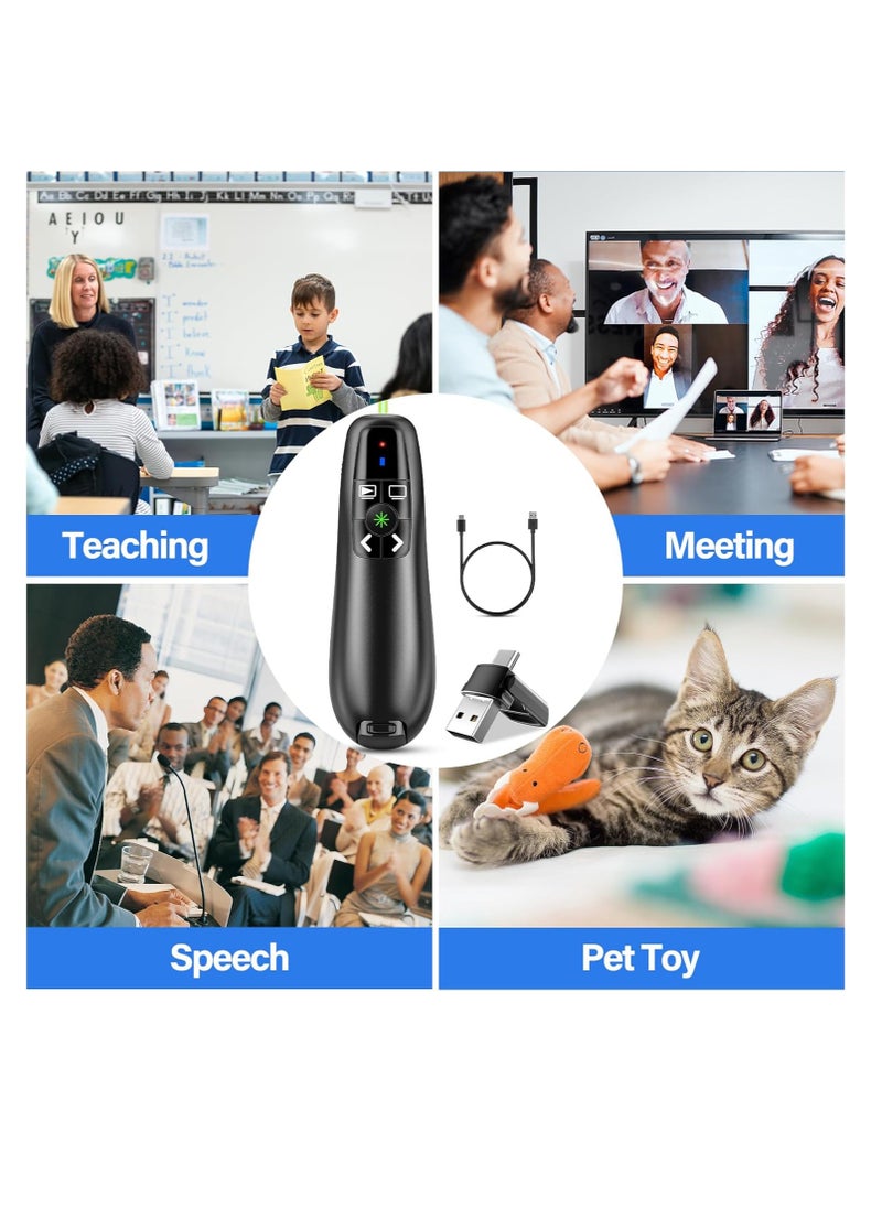 Fanski - Presentation Clicker Wireless Presenter Remote Clicker, 2-in-1 USB C USB A Clicker for PowerPoint Presentations, Rechargeable Presentation Clicker with Green Light Pointer, Clicker for Class, Meeting - Image 1