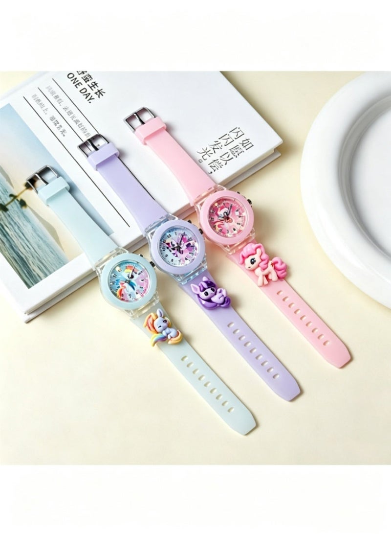 Haoyou 3Pcs Kids Watches,3D Lovely Cartoon Digital Sport Watch Silicone Wristwatches Best Gift for 3-11 Year Old Girls Boys,Time Teaching Easy to Read Time Clearly at Night - Image 1