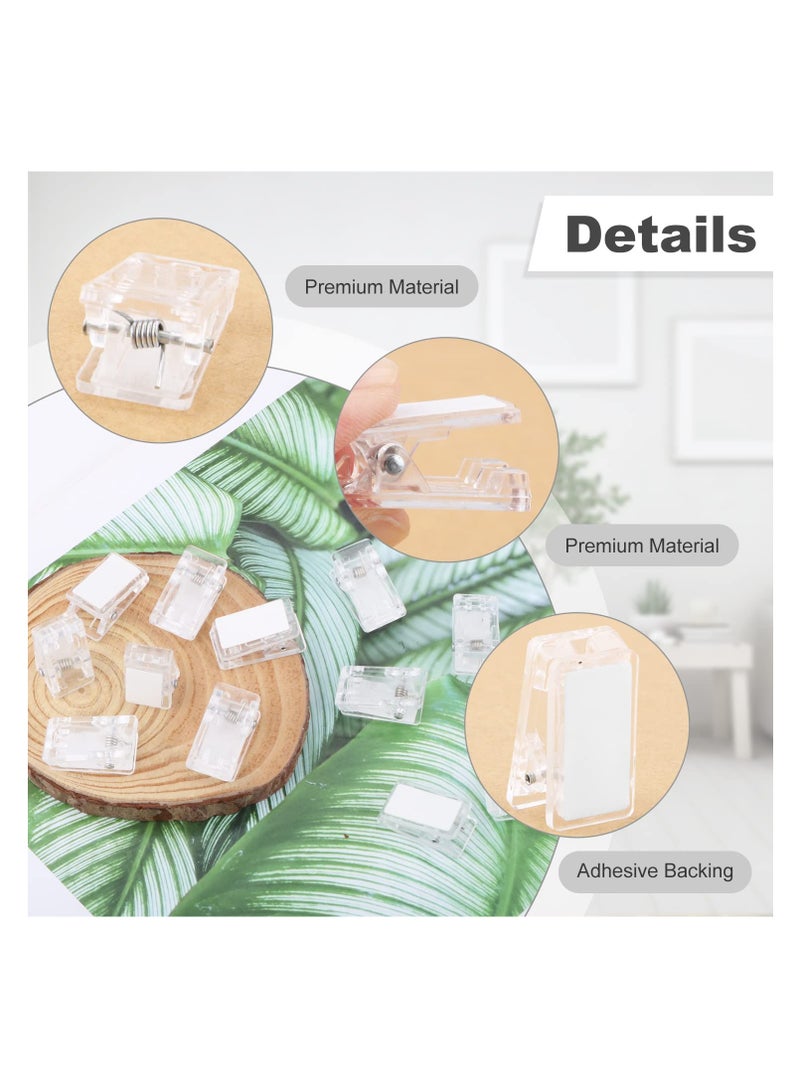 SYOSI SYOSI, 60 Pieces Plastic Self-Adhesive Clips, Small Hanging Spring Clips for Photo Posters Document, Clips for Home Office Classroom - Image 3