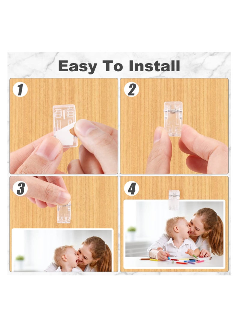 SYOSI SYOSI, 60 Pieces Plastic Self-Adhesive Clips, Small Hanging Spring Clips for Photo Posters Document, Clips for Home Office Classroom - Image 5