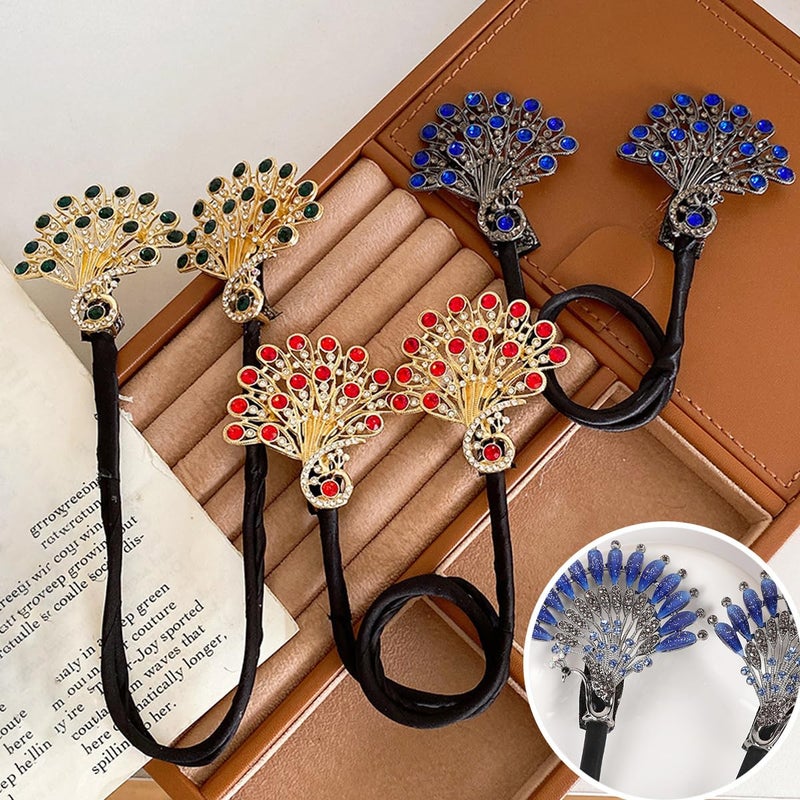 Heogacinlia 5 PCS Crystal Hair Bun Maker Peacock Shape Twist Hairstyle Bun Fashion Lazy Hair Curler Elegant Rhinestone Hair Clips Bun Maker for Long Hair, Easy Fast Snap Roll Hair Tool for Women Girls ï¼ˆ2 Stylesï¼‰ - Image 3
