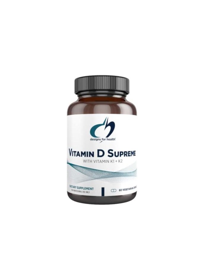 designs for health - Vitamin D Supreme - Vitamin D3 5000 IU with 2000mcg Vitamin K for Cardiovascular + Immune Health - K2 Vitamin + VIT D3 Enhanced with GG Supplement (60 Capsules) - Image 1