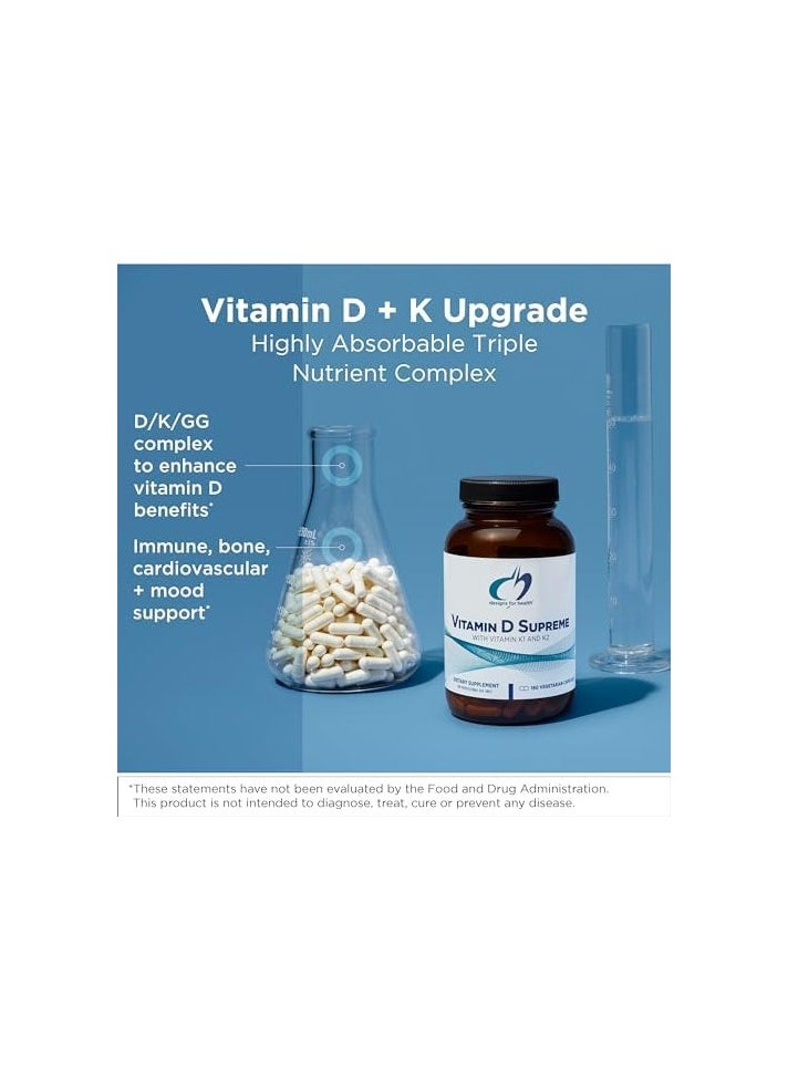 designs for health - Vitamin D Supreme - Vitamin D3 5000 IU with 2000mcg Vitamin K for Cardiovascular + Immune Health - K2 Vitamin + VIT D3 Enhanced with GG Supplement (60 Capsules) - Image 1
