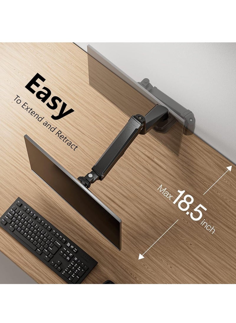 ELTRAZONE Single Monitor Mount – Gas Spring Monitor Arm with Full Motion, Adjustable Mount, VESA Bracket, Fits 17 to 27 Inch Monitors, Holds up to 14.3 lbs – Ergonomic, Flexible Desk Stand for Enhanced Comfort & Space-Saving - Image 2
