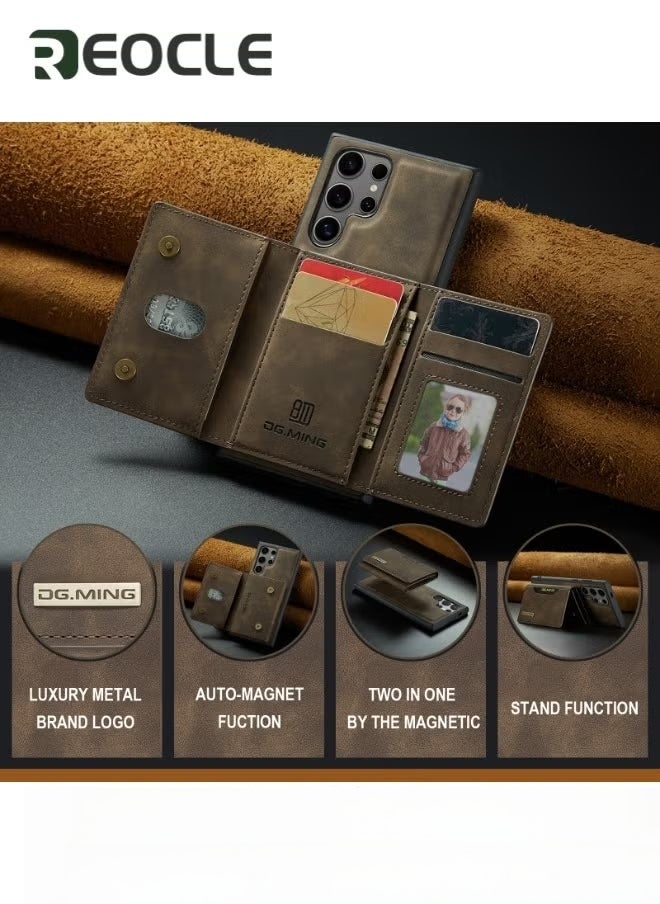 REOCLE 2 in 1 Detachable Leather Phone Cases for Samsung Galaxy S23 Ultra 5G Case Wallet with Card Holder  - Image 3