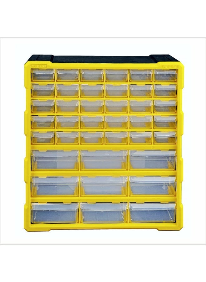 Alkon Plastic Component Organizer with 39 Drawers ACO 39 Small Parts Storage Unit | Organization Cabinet | Office Supplies | Stationary | Nuts, Screws & Bolts | Small Hardware | Workshop & Garage | DIY | Hobbies | Crafts | LEGO | Toys | Collectables | Sewing | Jewellery | Pharmacy | Medicine | Clinic | Hospital | Shop | Mobile | Electronics | Cables - Image 1