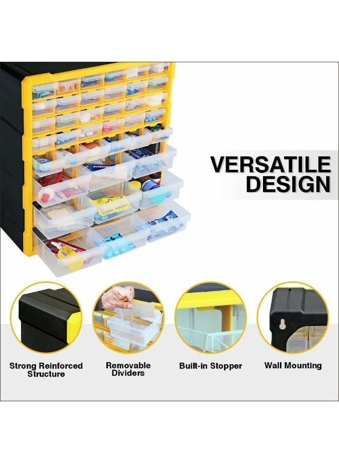 Alkon Plastic Component Organizer with 39 Drawers ACO 39 Small Parts Storage Unit | Organization Cabinet | Office Supplies | Stationary | Nuts, Screws & Bolts | Small Hardware | Workshop & Garage | DIY | Hobbies | Crafts | LEGO | Toys | Collectables | Sewing | Jewellery | Pharmacy | Medicine | Clinic | Hospital | Shop | Mobile | Electronics | Cables - Image 3
