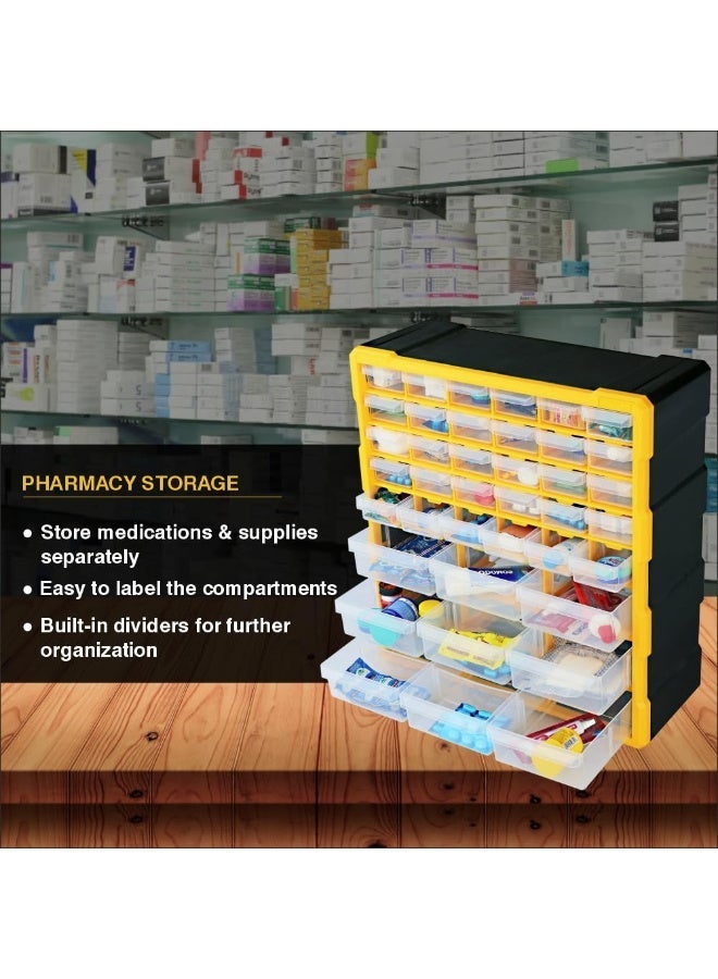 Alkon Plastic Component Organizer with 39 Drawers ACO 39 Small Parts Storage Unit | Organization Cabinet | Office Supplies | Stationary | Nuts, Screws & Bolts | Small Hardware | Workshop & Garage | DIY | Hobbies | Crafts | LEGO | Toys | Collectables | Sewing | Jewellery | Pharmacy | Medicine | Clinic | Hospital | Shop | Mobile | Electronics | Cables - Image 5