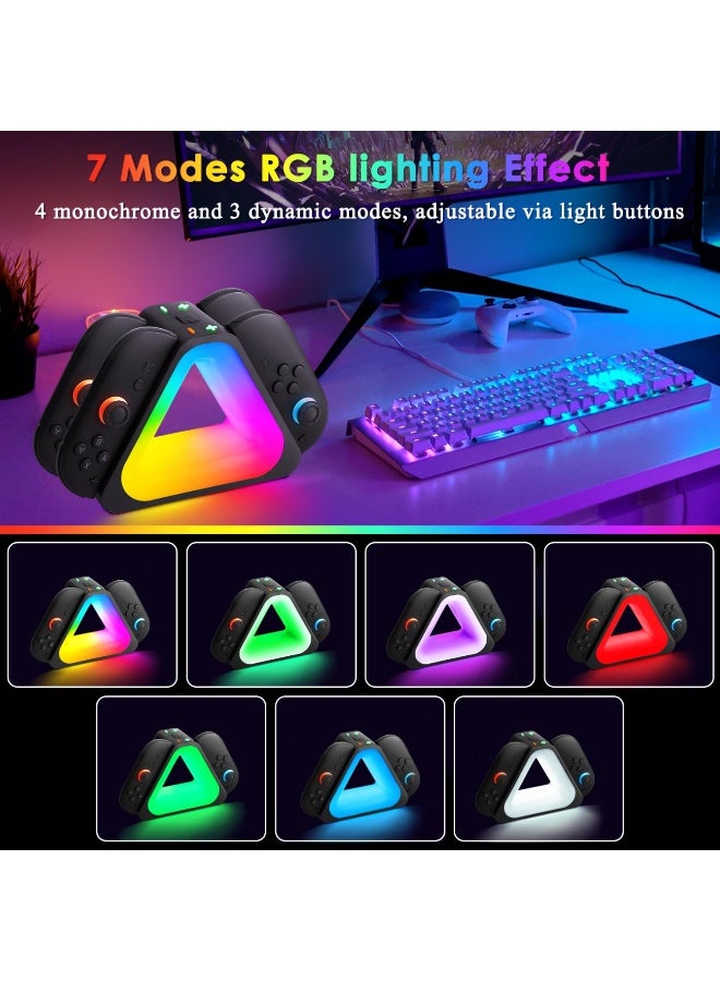 Charging Dock for Switch 2 JoyCons,Up to 4 Controllers Charger Station for Switch 2 with a USB Type-C Charging with 7 RGB Light Mode (Black) - Image 3