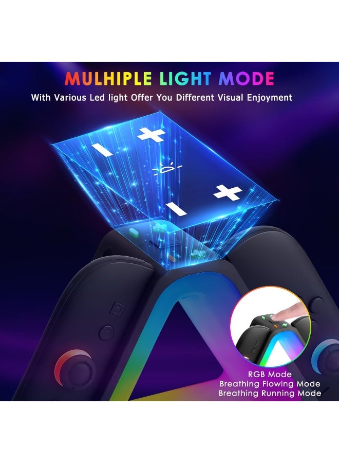 Charging Dock for Switch 2 JoyCons,Up to 4 Controllers Charger Station for Switch 2 with a USB Type-C Charging with 7 RGB Light Mode (Black) - Image 2