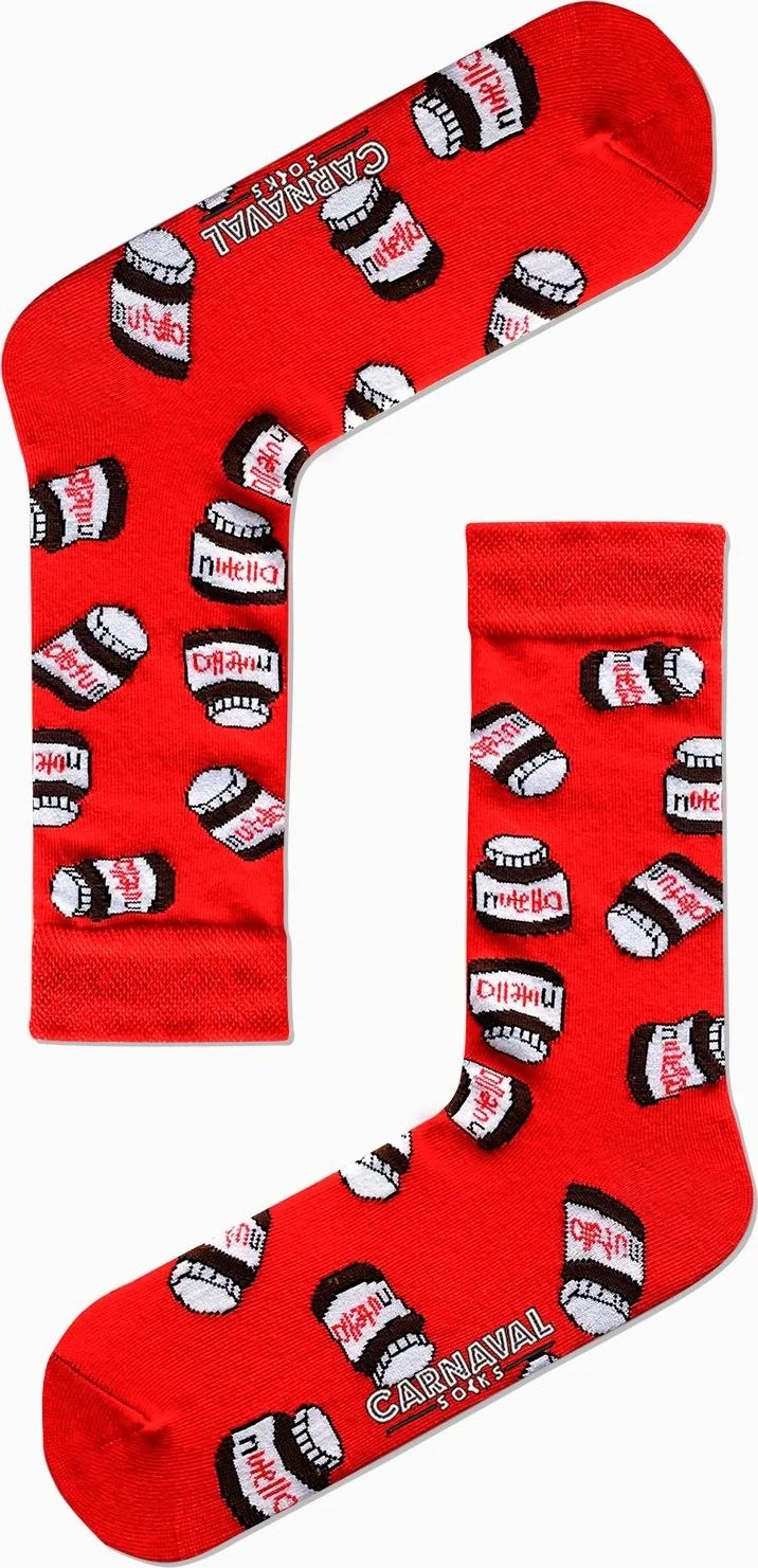 Carnaval Socks Red Nutella Patterned Colorful Socks