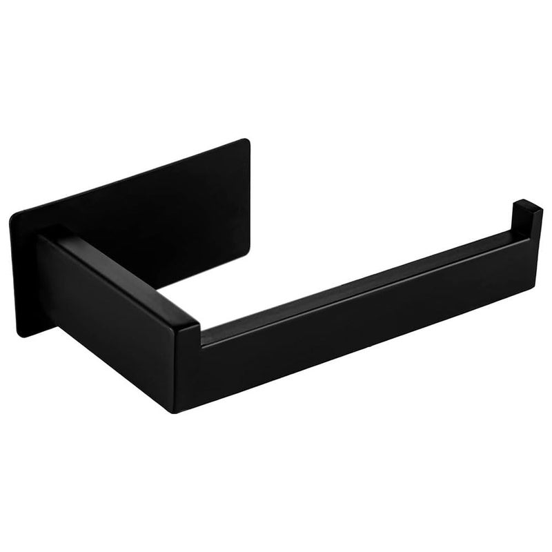 Toilet Paper Holder, Self Adhesive Tissue Holder Stainless Steel Rustproof Paper Roll Holder, No Drilling Easy to Install, Toilet Paper Rack Suitable for Office, Bathroom (Black)