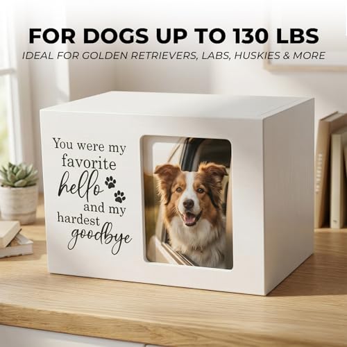 CHONIC Pet Urns for Dogs Ashes Dog Urns with Photo Frame Cat Ashes Keepsake Box Loss of Dog Sympathy Urn Pet Memorial Gifts Pet Bereavement Gift Dog Pass Away Remembrance Gift White - Image 3