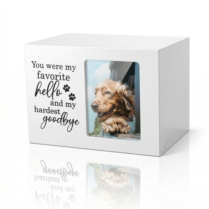 CHONIC Pet Urns for Dogs Ashes Dog Urns with Photo Frame Cat Ashes Keepsake Box Loss of Dog Sympathy Urn Pet Memorial Gifts Pet Bereavement Gift Dog Pass Away Remembrance Gift White - Image 2