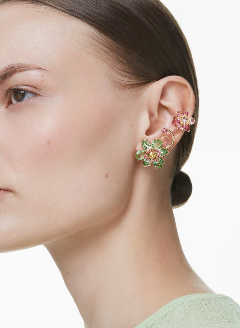 Swaro أقراط أذن إيديلا، مجموعة (3)، تصميم غير متماثل، قطع مختلطة، زهرة، متعددة الألوان، مطلية بالذهب - 5709026 - Image 5