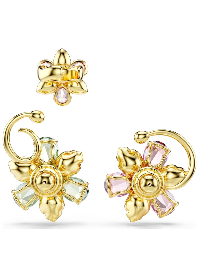 Swaro أقراط أذن إيديلا، مجموعة (3)، تصميم غير متماثل، قطع مختلطة، زهرة، متعددة الألوان، مطلية بالذهب - 5709026 - Image 3