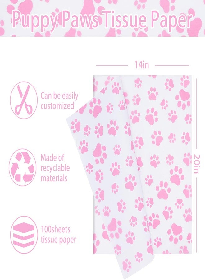 Whaline 100Pcs Pet Paw Print Tissue Paper Pink White Gift Wrapping Paper Dog Paw DIY Art Craft Papers for Farmhouse Home Birthday Pet Treat Party Gift Decor, 14 x 20 Inch - Image 2