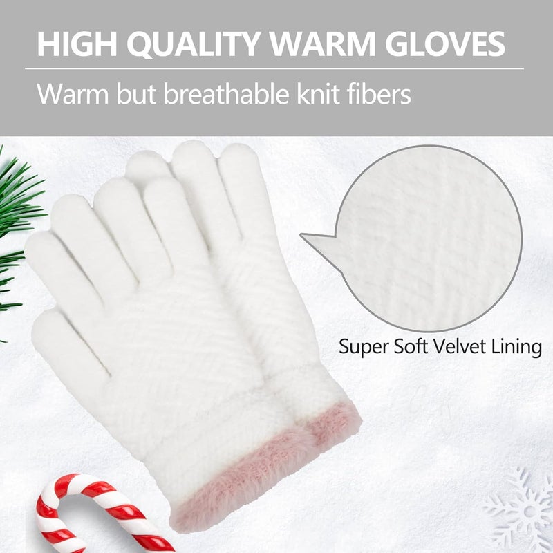 FENELY 2 Pairs Kid Winter Knit Gloves Stretchy Warm Gloves Gift for Boy Girl - Image 2