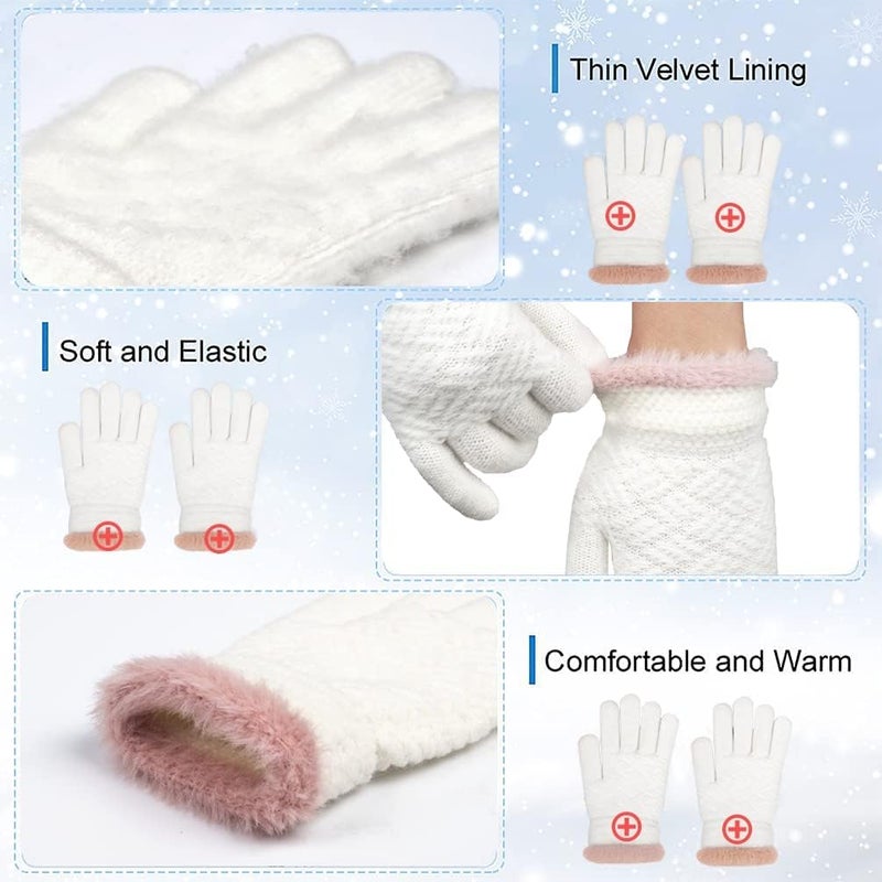 FENELY 2 Pairs Kid Winter Knit Gloves Stretchy Warm Gloves Gift for Boy Girl - Image 3