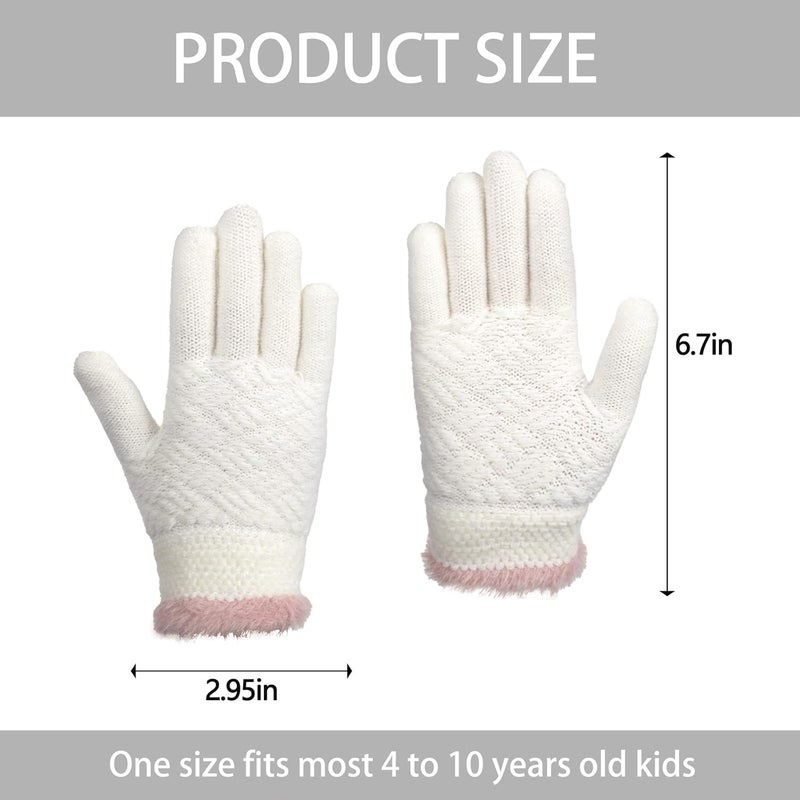 FENELY 2 Pairs Kid Winter Knit Gloves Stretchy Warm Gloves Gift for Boy Girl - Image 4