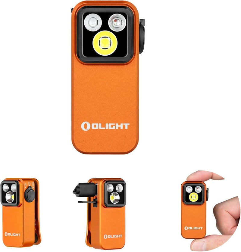 OLIGHT Oclip Pro S 600 Lumens Clip-on Torch with Magnetic Base - Rechargeable UV Light and Mini LED RGB Flashlight (Orange) - Image 1