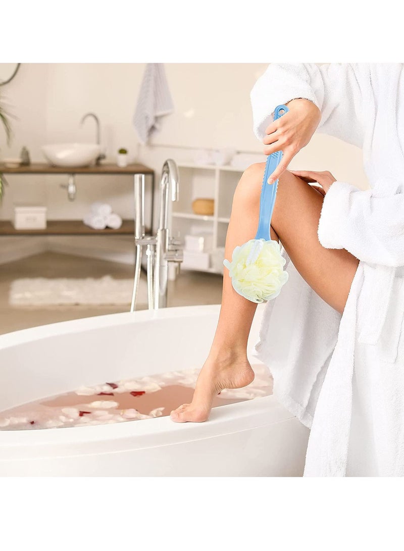 NIBEMINENT 2 Pack Back Scrubber for Shower, Bath Sponge Shower Body Brush with Bristles and Loofah, Long Handle Exfoliating Men Women,Wet or Dry BluePink - Image 5