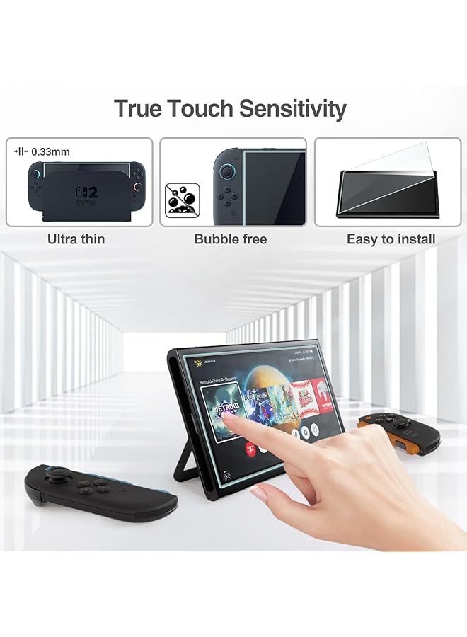 Procases 3 Pack Screen Protector Compatible With 2025 Nintendo Switch 2 Tempered Glass Screen Film Guard Rounded Edge Real Glass Screen Protector For 7.9 Inch Nintendo Switch 2025 - Image 4