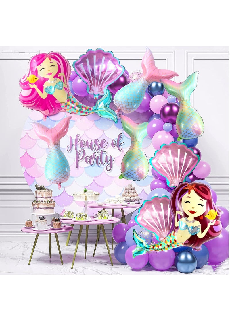 KASTWAVE طقم بالونات حورية البحر الملونة 14 قطعة - 38 بوصة، بالونات ذيل حورية البحر، بالونات قوقعة البحر، زينة ملونة لتقوّس الحفلات، بالونات هيليوم للأصدقاء بعيد الميلاد وحفلات استقبال الأطفال على الشاطئ في الصيف - Image 4