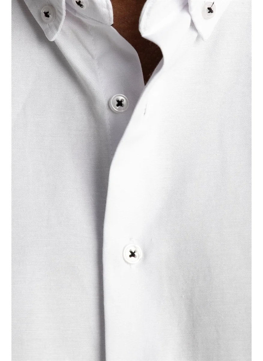 تودورس Slim Fit Long Sleeve Button-Down Collar Men's Shirt with Inside Piping