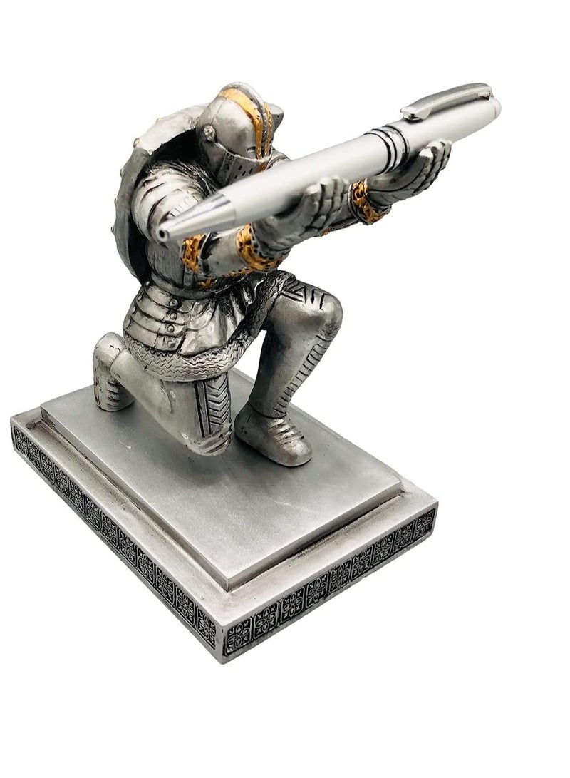 SYOSI Executive Knight Pen Holder  Personalized decoration Desk Accessory Stationery organizer, creative Pen Stand Decorative Gift for Office Blue - Image 1
