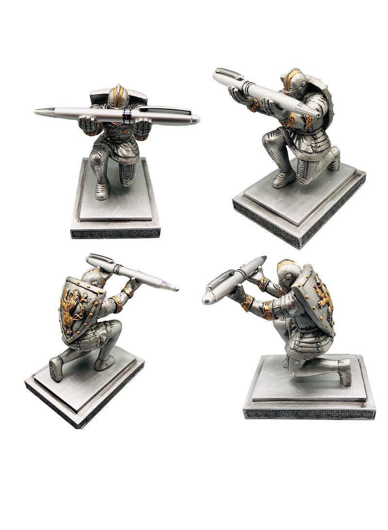 SYOSI Executive Knight Pen Holder  Personalized decoration Desk Accessory Stationery organizer, creative Pen Stand Decorative Gift for Office Blue - Image 3