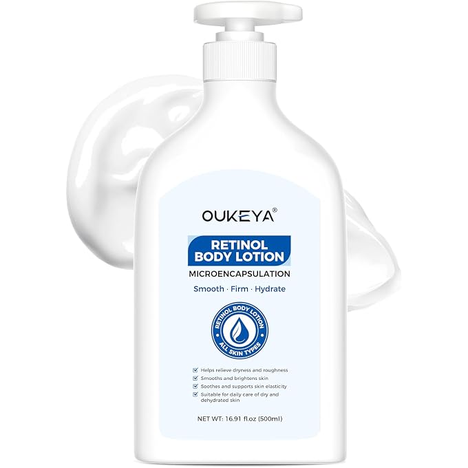 OUKEYA Retinol Body Lotion 500 ml, Body Lotion with Retinol, Retinol Cream and Vitamin E, Nourishing Moisture for Soft, Smooth Skin - Image 1
