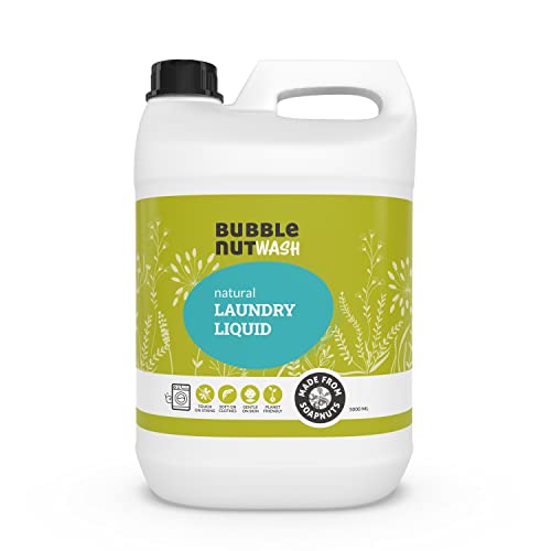BubbleNut Wash سائل غسيل الفقاعات نات (5 لترات) - طبيعي بالكامل، عضوي، آمن للأطفال، صديق للحيوانات الأليفة، عشبي - قائم على صابون الجوز، مناسب للبشرة الحساسة، مضاد للحساسية، صديق للبيئة، قابل للتحلل (5 لترات) - Image 1