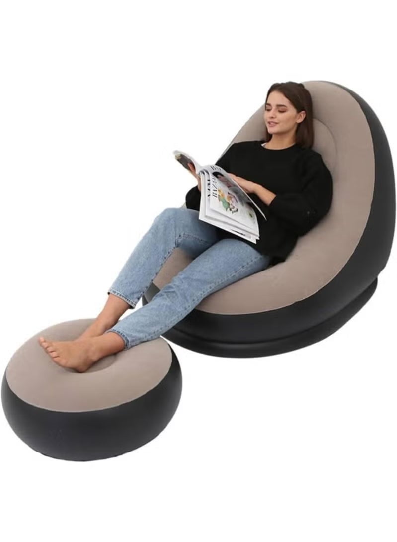 Inflatable Sofa, 116 x 98 x 83cm Inflatable Lounge Chair, Air Couch Footrest, Lazy Necessity - Image 1