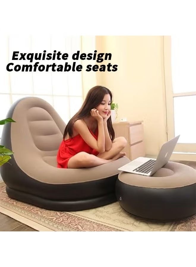 Inflatable Sofa, 116 x 98 x 83cm Inflatable Lounge Chair, Air Couch Footrest, Lazy Necessity - Image 2