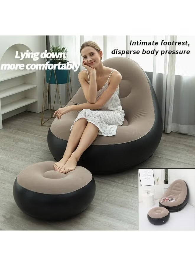 Inflatable Sofa, 116 x 98 x 83cm Inflatable Lounge Chair, Air Couch Footrest, Lazy Necessity - Image 3