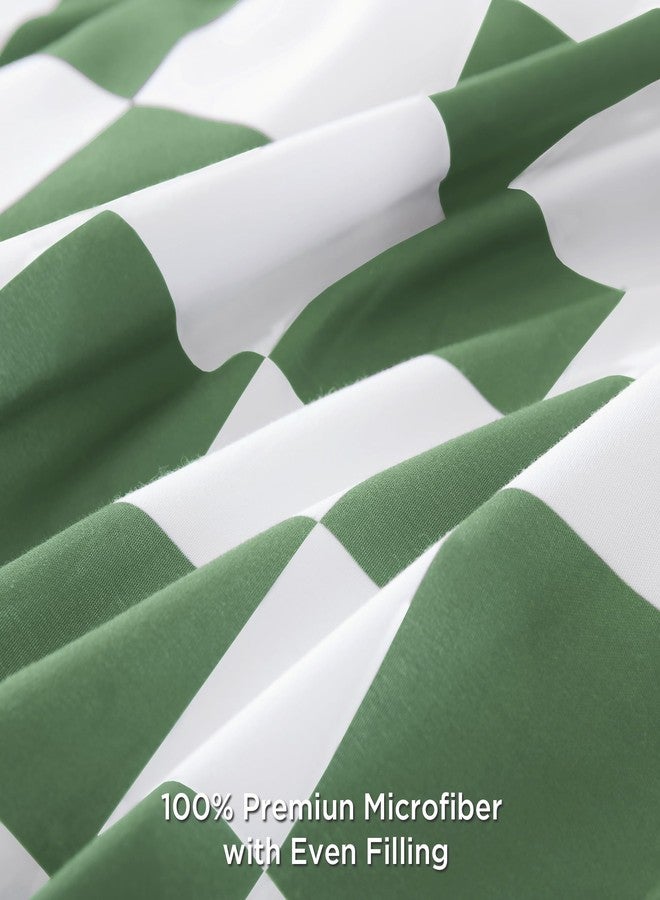 Andency Green Checkered Comforter Full(79x90Inch), Plaid Gingham Buffalo Grid Bedding Comforter Sets for Boys Kids Teens, 3 Pieces Lightweight Microfiber Geometric Preppy Bed Set - Image 5