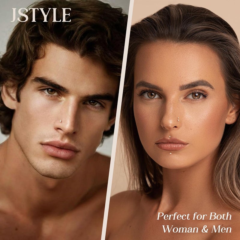 Jstyle Hypoallergenic 316L Surgical Steel Nose Rings Studs for Women Men 14K Gold Filled L Shaped Nose Studs 20G Nostril Piercing for Women Men Jewelry 1.5MM/2MM/2.5MM/3MM, Stainless Steel,Cubic - Image 4