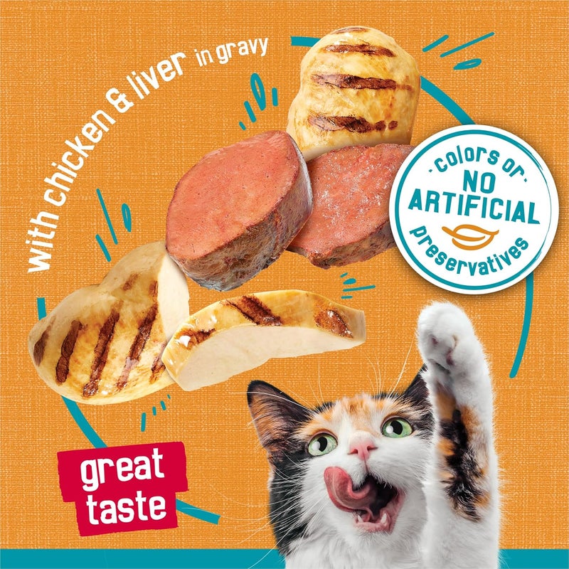 Friskies Tasty Treasures Wet Cat Food with Chicken & Liver in Gravy - 24 Cans of 5.5 oz Each - Image 3