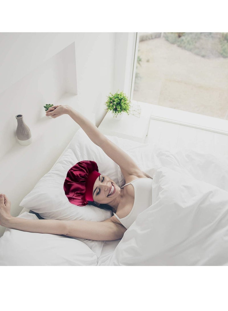 NIBEMINENT 8 Pieces Sleep Caps Women Satin Bonnets Sleeping Hair Loss Salon Night for Hat Shower - Image 3