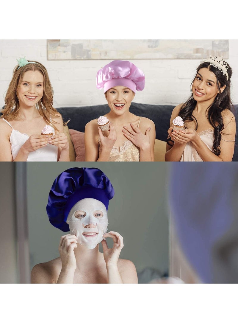 NIBEMINENT 8 Pieces Sleep Caps Women Satin Bonnets Sleeping Hair Loss Salon Night for Hat Shower - Image 2